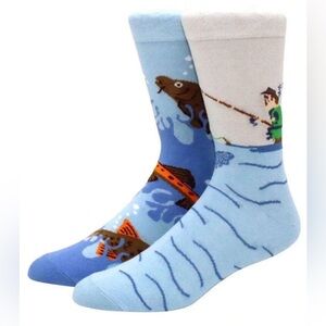 •Gone Fishing• Mismatch Unisex Novelty Crew Socks 3 for $21
